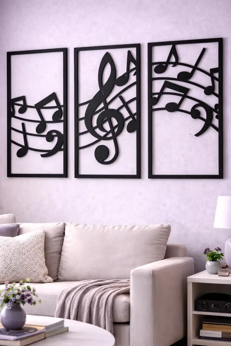Anayat Musical Notes Wall Art (3In1)