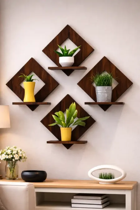 Anayat Diamond Wall Shelves Wooden