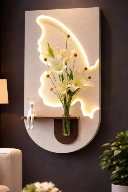 Anayat LED Butterfly Wall Panel with Vase