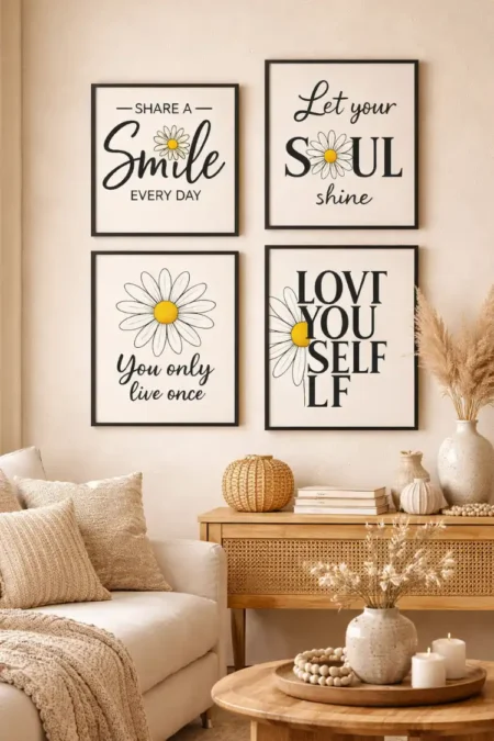 Anayat Daisy Quote Canvas Set