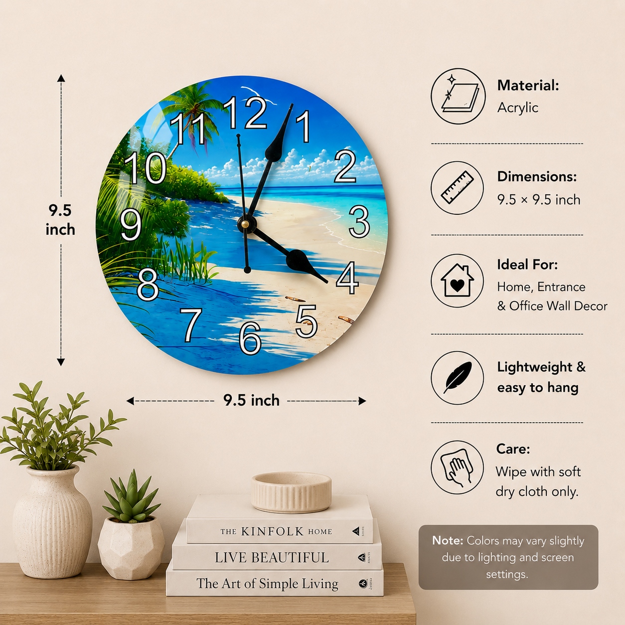 Anayat Tropical Beach Acrylic Wall Clock - Image 2