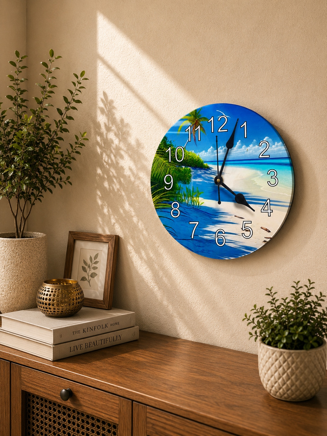 Anayat Tropical Beach Acrylic Wall Clock - Image 3