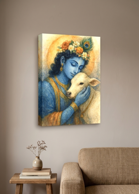 Anayat Divine Krishna Compassion Canvas Wall Painting