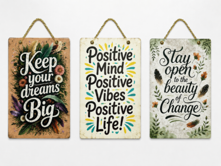 Anayat Inspirational Quotes Wooden Wall Hanging Decor Set (Set of 3)