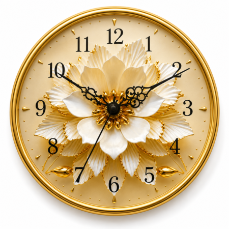 Anayat Golden Blossom Wall Clock
