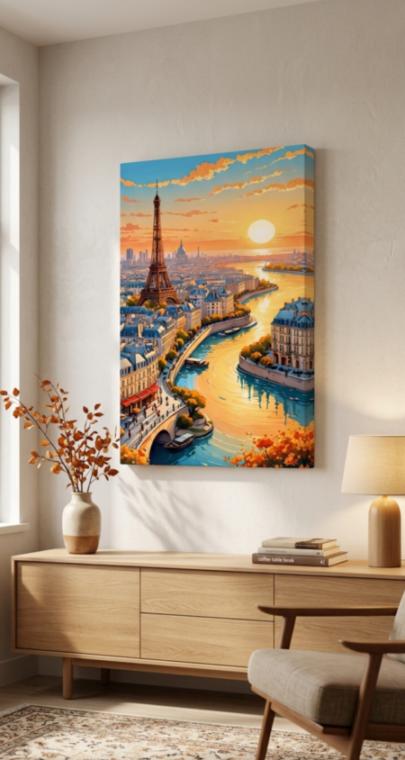 Anayat Paris Sunset Canvas Wall Painting