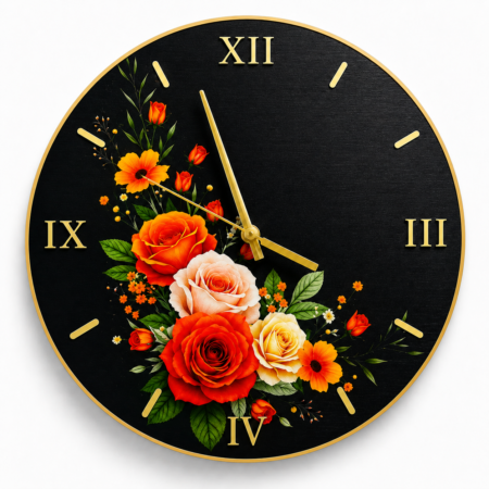 Anayat Floral Noir Wall Clock