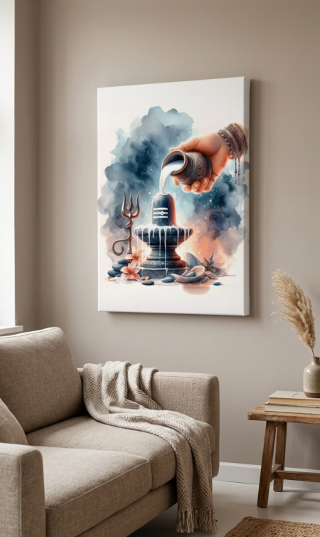 Anayat Sacred Shiva Devotion Canvas Wall Painting