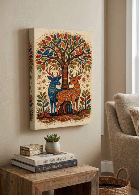 Anayat Deer Tree Canvas Wall Painting