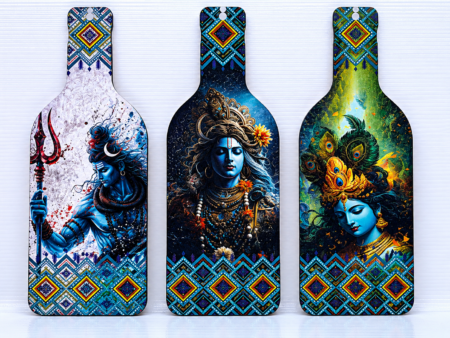 Anayat Divine Shiva Krishna Wooden Wall Hanging Set