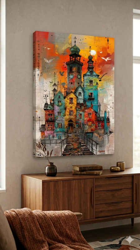 Anayat Colorful Urban Charm Canvas Wall Painting