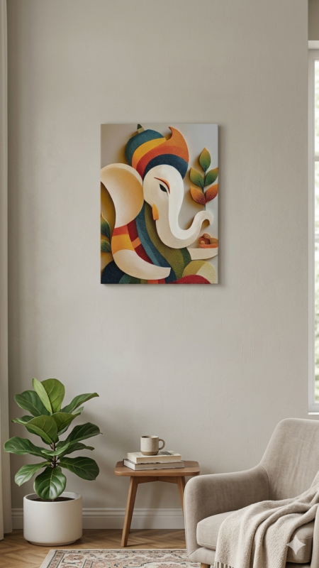 Anayat Modern Ganesha Canvas Wall Painting