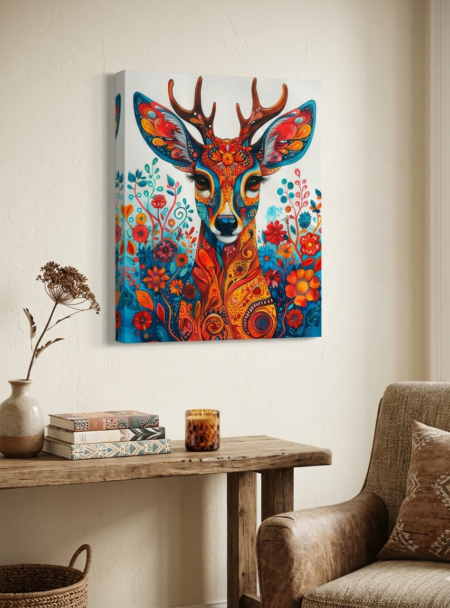 Anayat Colorful Deer Canvas Wall Painting