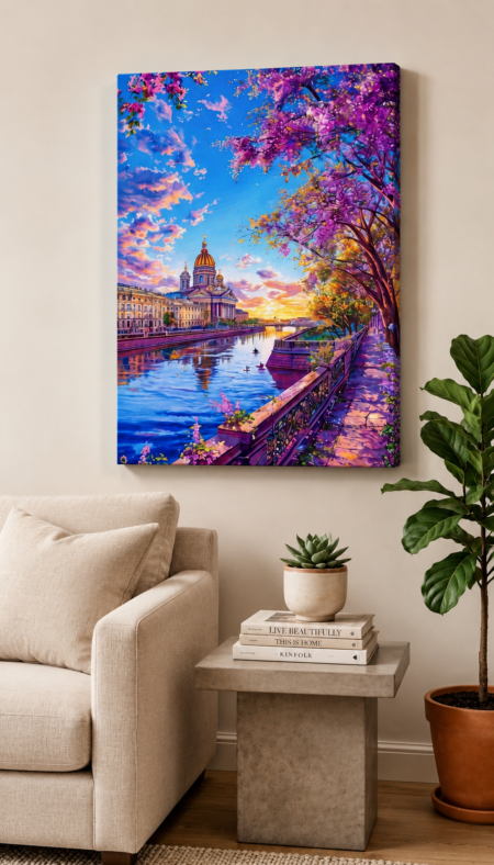 Anayat Blossoming Cityscape Canvas Wall Painting
