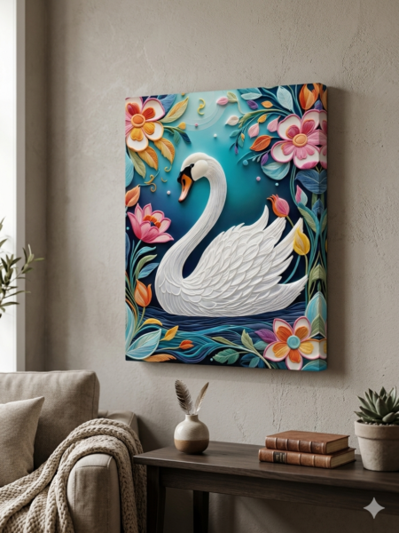 Anayat Elegant Swan Canvas Wall Painting