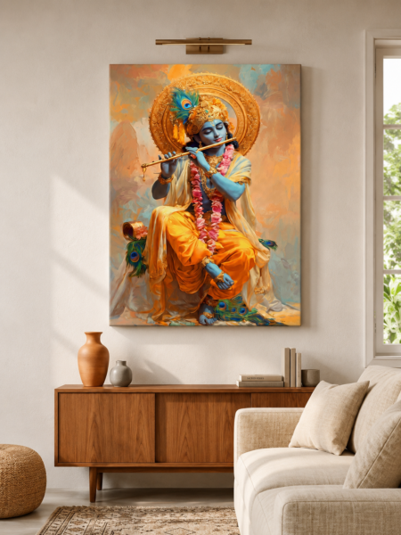 Anayat Divine Krishna Melody Canvas Wall Painting