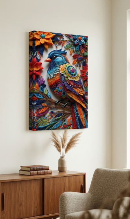 Anayat Colorful Bird Canvas Wall Painting