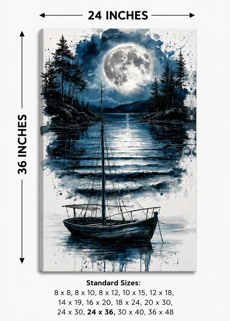 Anayat Moonlit Lake Serenity Canvas Wall Painting - Image 4