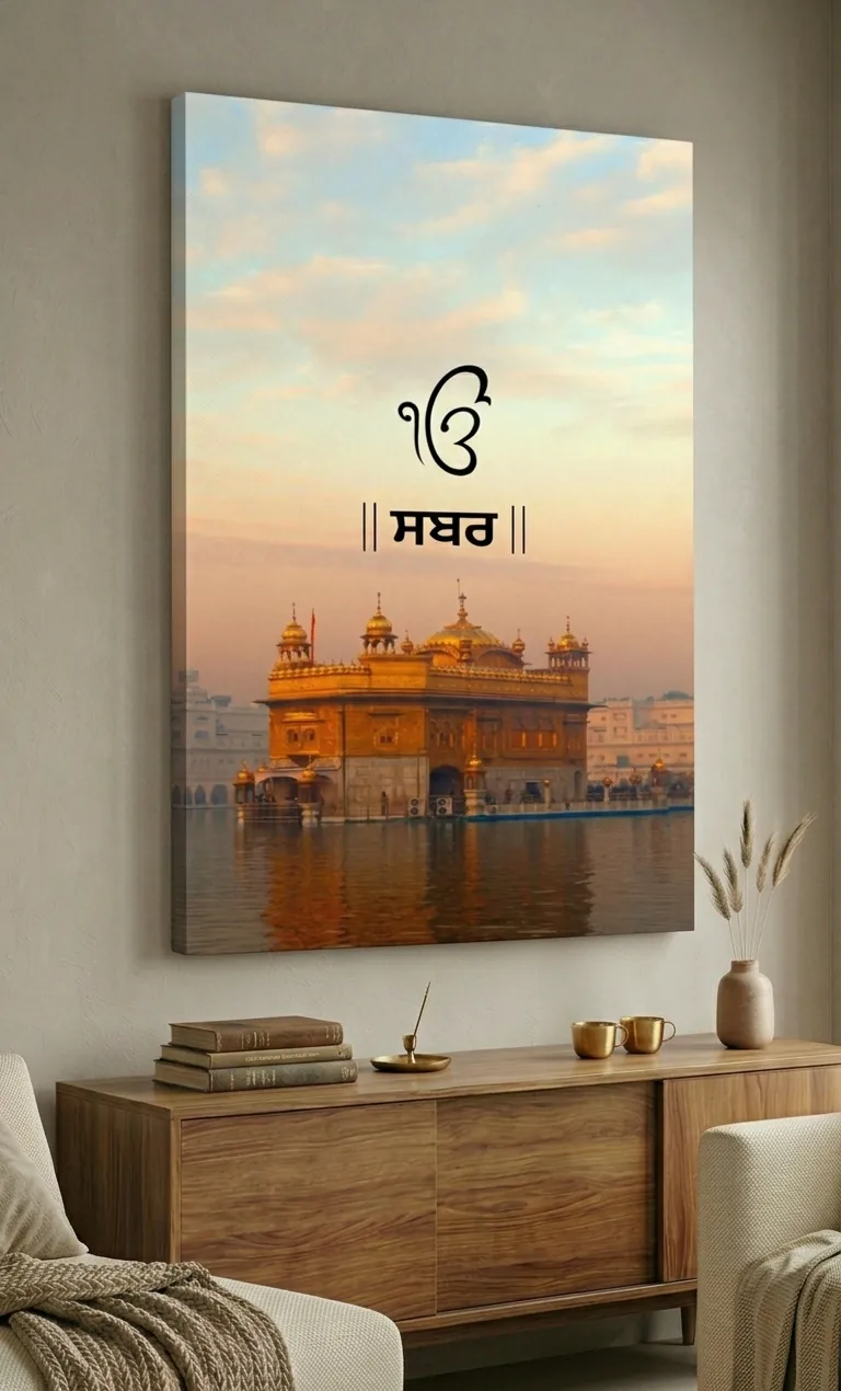 Anayat Golden Temple Serenity Canvas Wall Painting