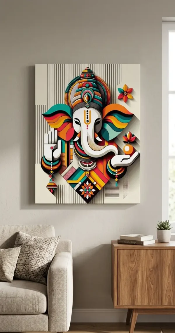 Anayat Divine Ganesha Harmony Canvas Wall Painting