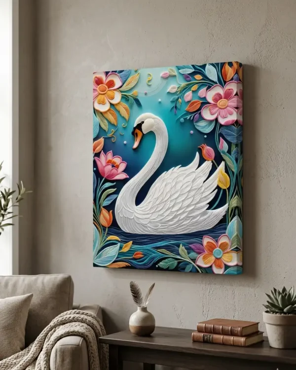Anayat Elegant Swan Canvas Wall Painting