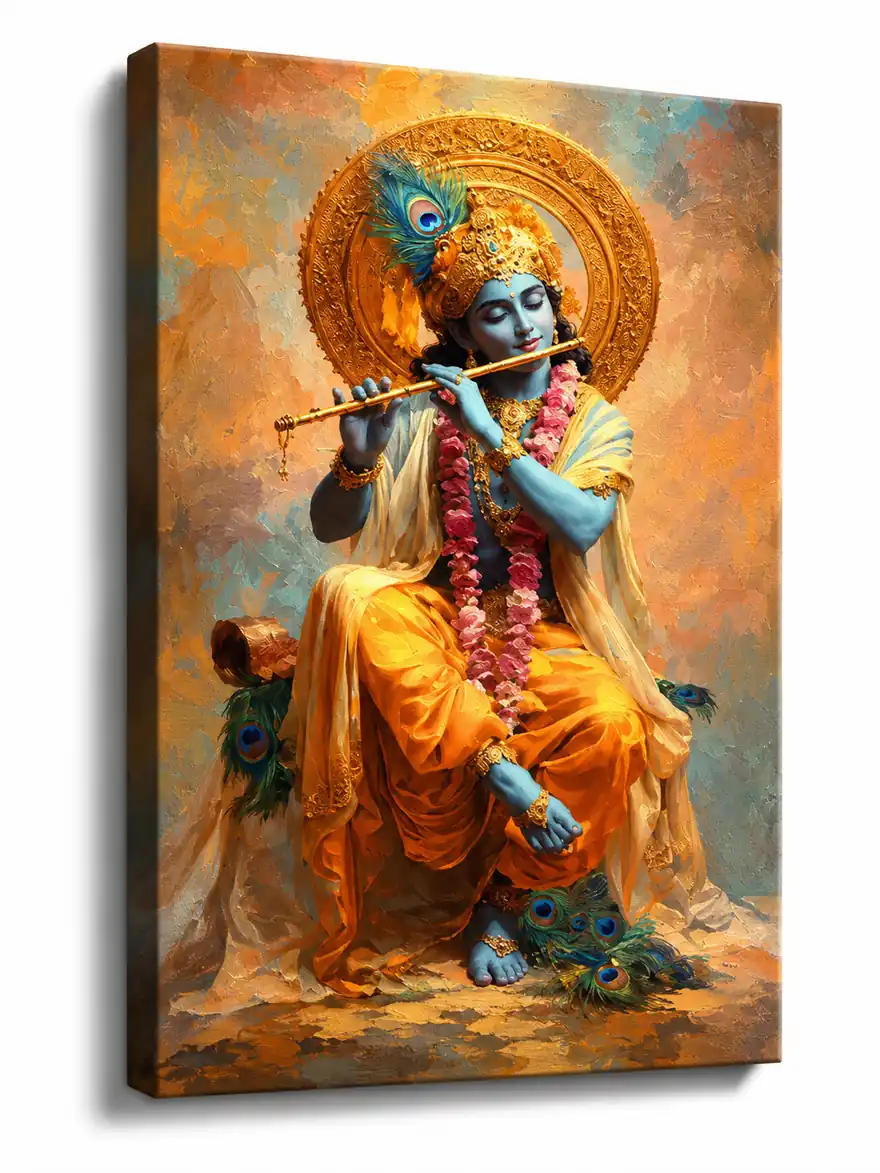 Anayat Divine Krishna Melody Canvas Wall Painting - Image 3