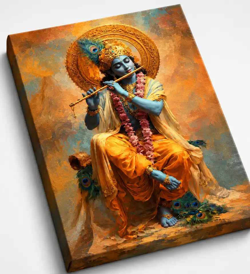 Anayat Divine Krishna Melody Canvas Wall Painting - Image 2