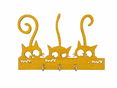 Anayat Cat Design Wooden Key Holder Wall Decor