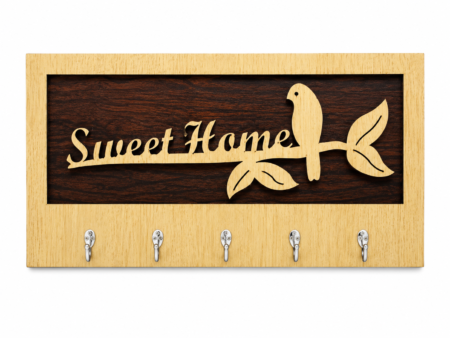 Anayat Sweet Home Wooden Key Holder Wall Decor