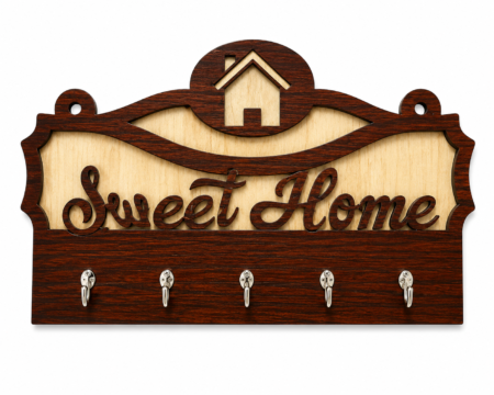 Anayat Sweet Home Wooden Key Holder Wall Decor