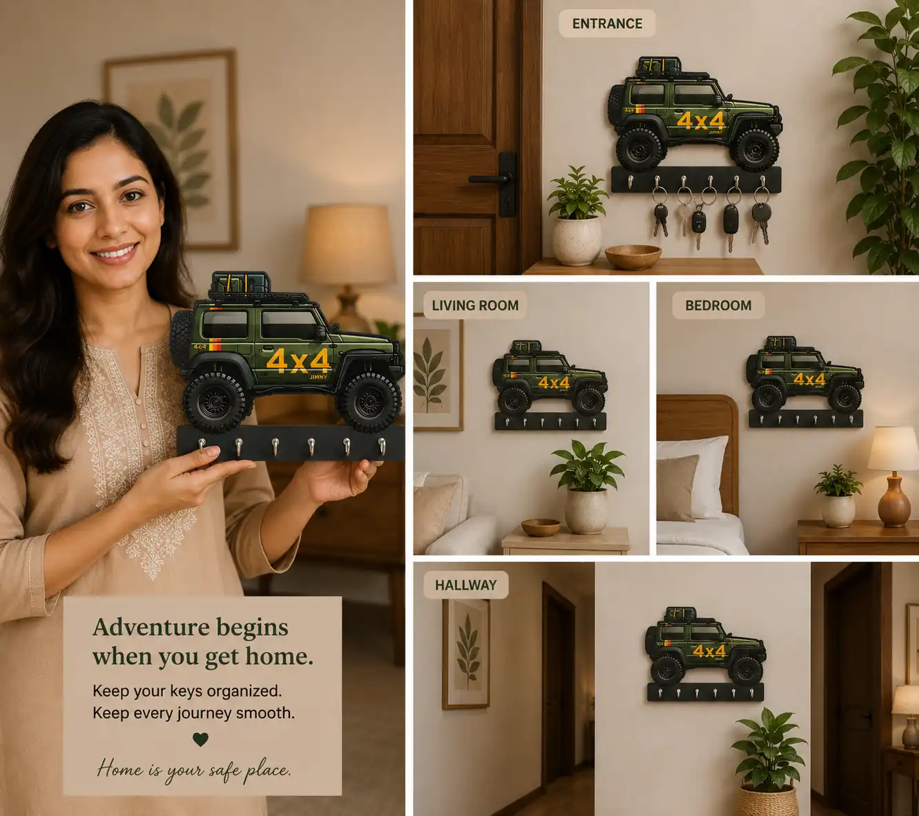 Anayat 4x4 Off-Road SUV Wooden Key Holder Wall Decor - Image 5
