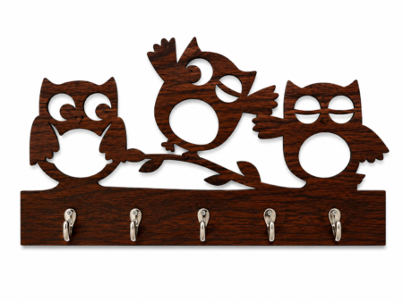 Anayat Cute Owl Family Wooden Key Holder Wall Decor