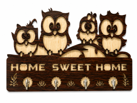 Anayat Owl Family "Home Sweet Home" Wooden Key Holder Wall Decor