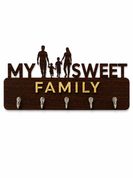 Anayat "My Sweet Family" Wooden Key Holder Wall Decor