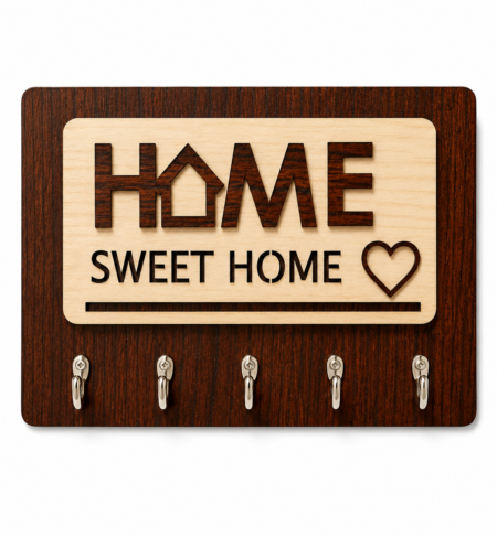 Anayat "Home Sweet Home" Wooden Key Holder Wall Decor