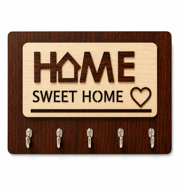 Anayat Home Sweet Home Wooden Key Holder Wall Decor