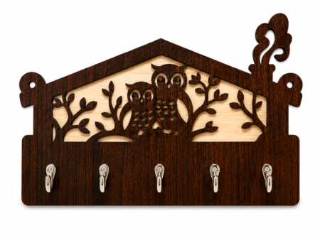 Anayat Owl Family House Wooden Key Holder Wall Decor