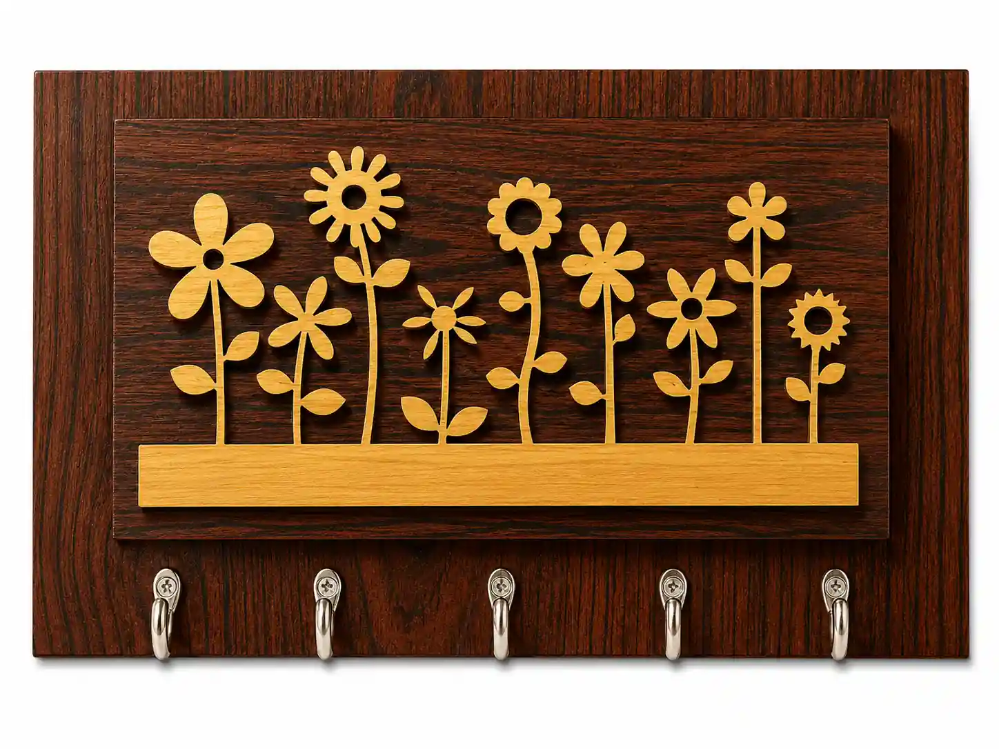 Anayat Floral Wooden Key Holder Wall Decor