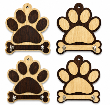 Anayat Paw Print Wooden Key Holder Set of 4
