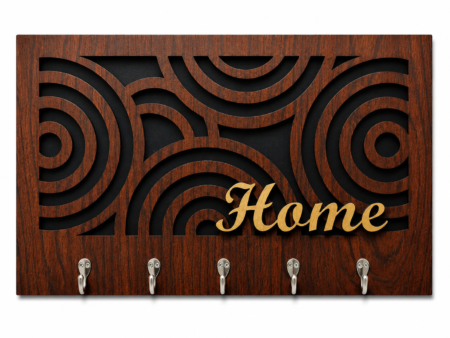 Anayat Modern Geometric "Home" Wooden Key Holder Wall Decor