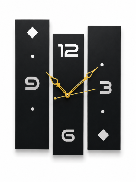 Anayat Modern Geometric 3-Panel Wall Clock