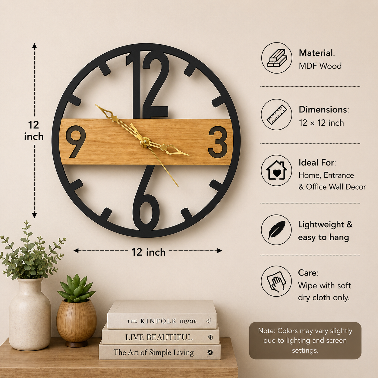 Anayat Modern Open Frame Wooden Wall Clock - Image 2