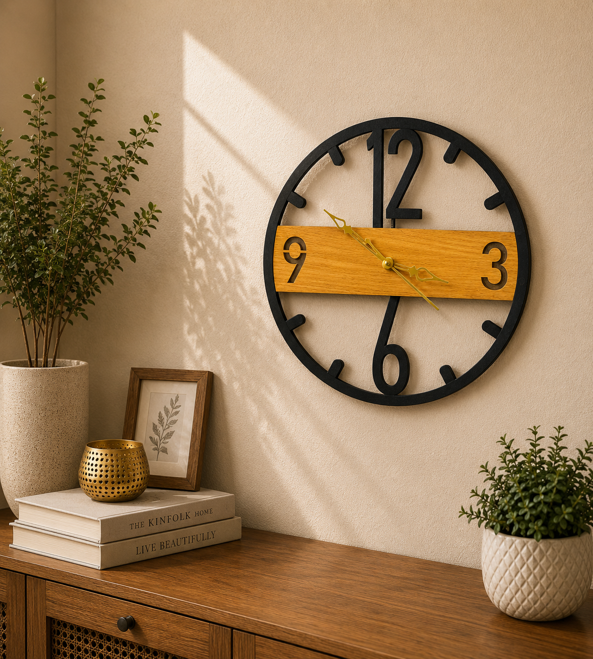 Anayat Modern Open Frame Wooden Wall Clock - Image 3
