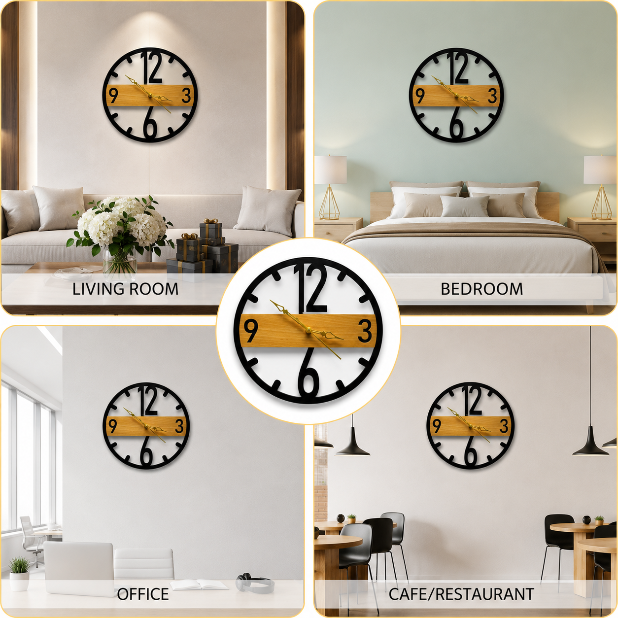 Anayat Modern Open Frame Wooden Wall Clock - Image 5