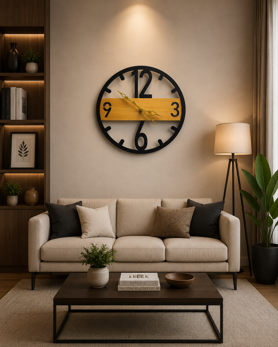 Anayat Modern Open Frame Wooden Wall Clock - Image 6