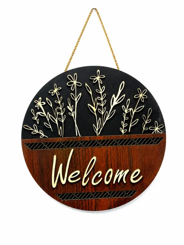 Anayat Floral Welcome Wooden Hanging Wall Decor