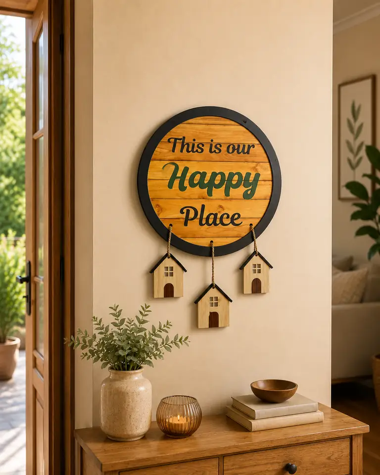 Anayat This is Our Happy Place Wooden Hanging Wall Decor - Image 3