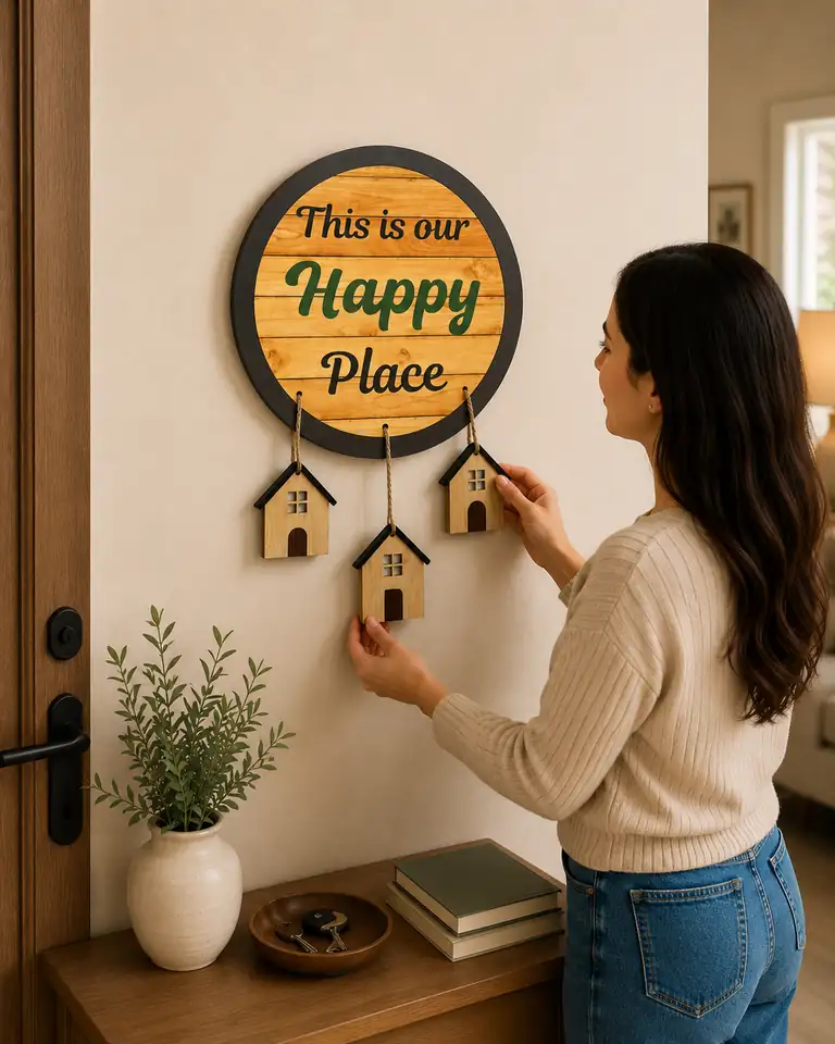 Anayat This is Our Happy Place Wooden Hanging Wall Decor - Image 4