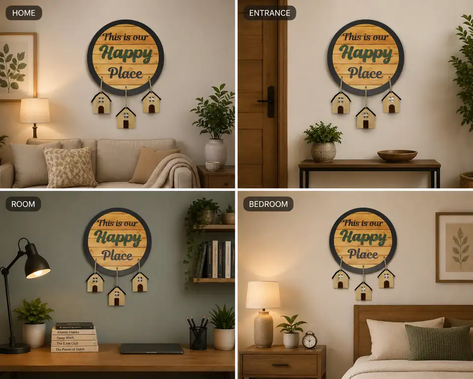 Anayat This is Our Happy Place Wooden Hanging Wall Decor - Image 5