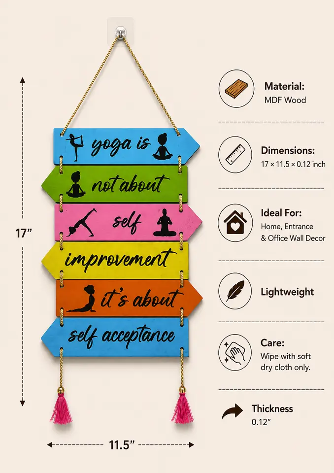 Anayat Chakra Meditation Wooden Hanging Wall Decor - Image 2